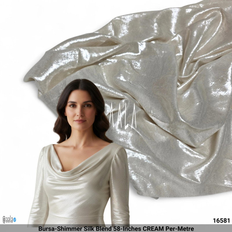 Bursa-Shimmer Silk Blend 58-Inches CREAM Per-Metre