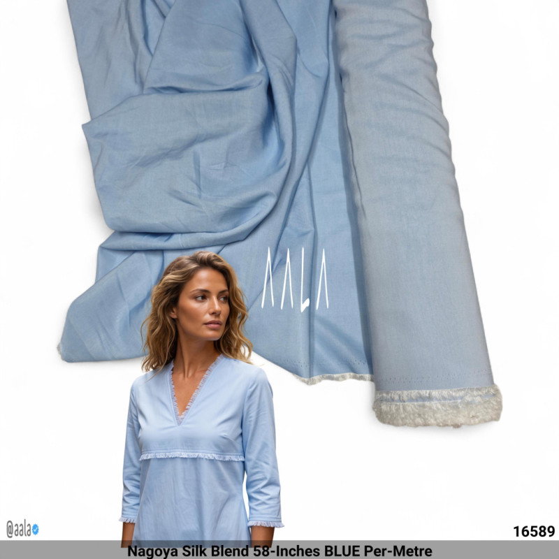 Nagoya Silk Blend 58-Inches BLUE Per-Metre