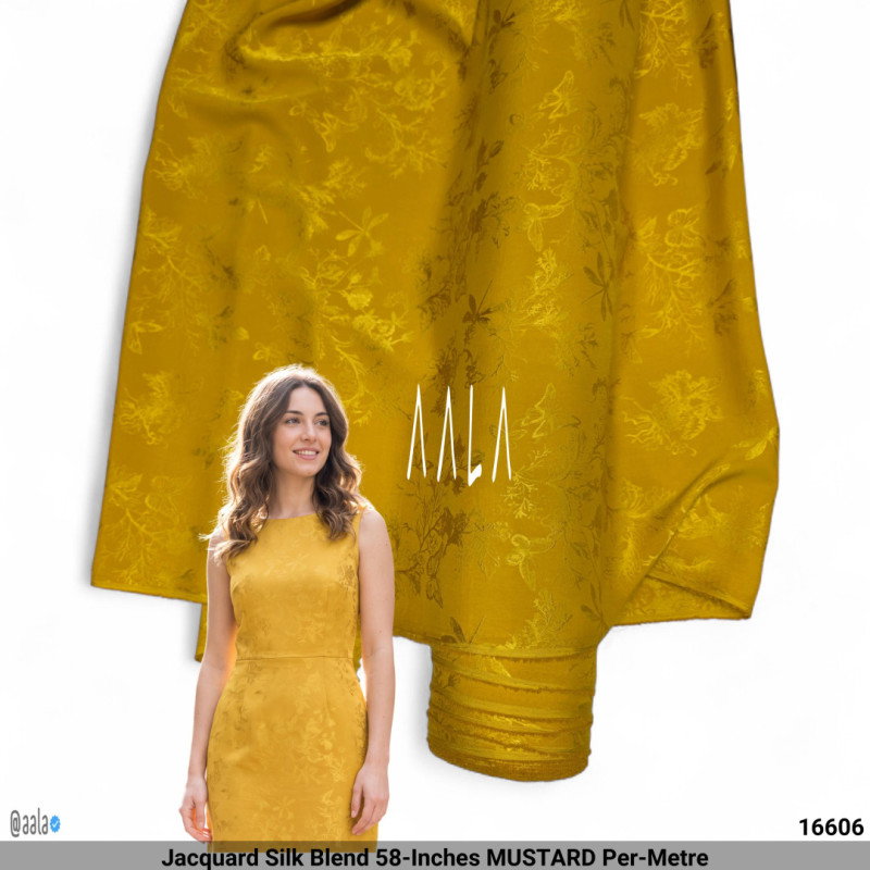 Jacquard Silk Blend 58-Inches MUSTARD Per-Metre