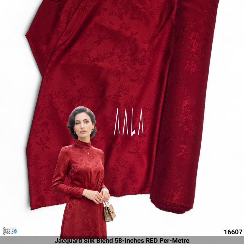 Jacquard Silk Blend 58-Inches RED Per-Metre