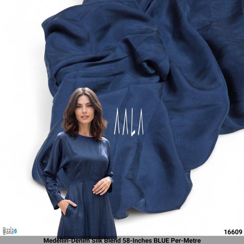 Medellin-Denim Silk Blend 58-Inches BLUE Per-Metre