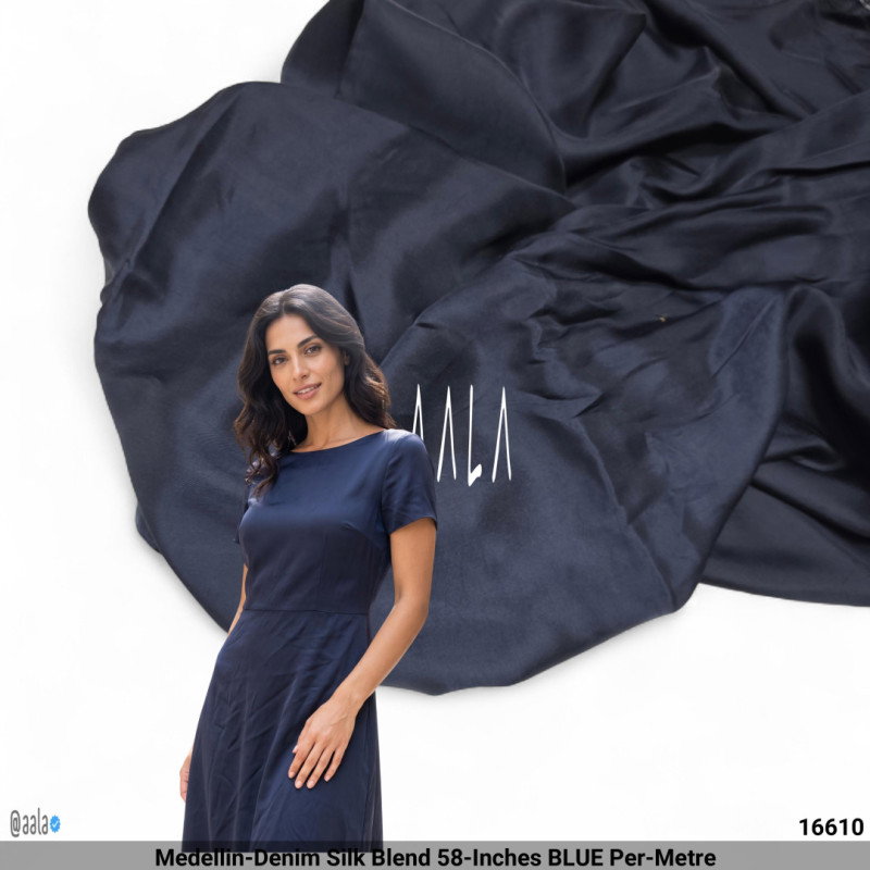 Medellin-Denim Silk Blend 58-Inches BLUE Per-Metre