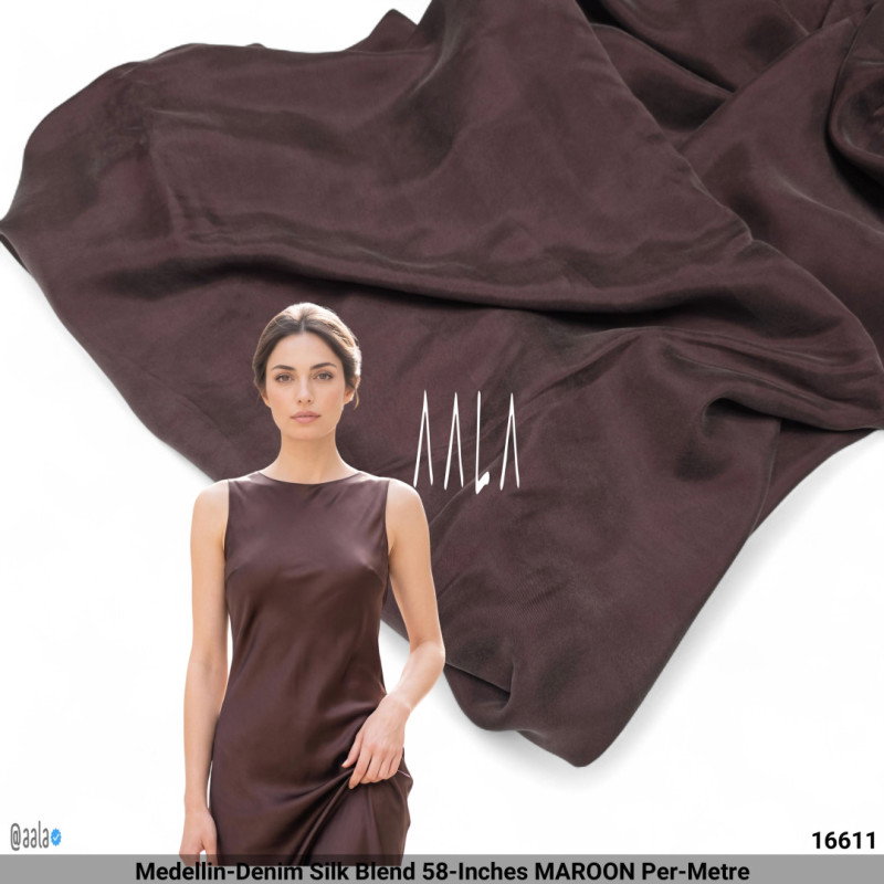 Medellin-Denim Silk Blend 58-Inches MAROON Per-Metre