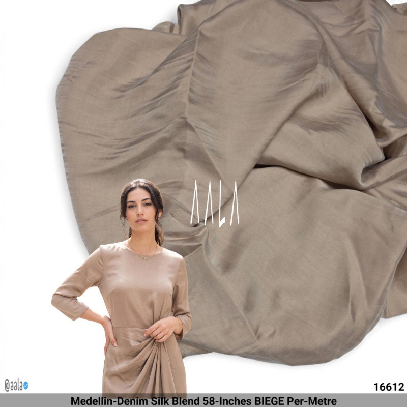 Medellin-Denim Silk Blend 58-Inches BIEGE Per-Metre