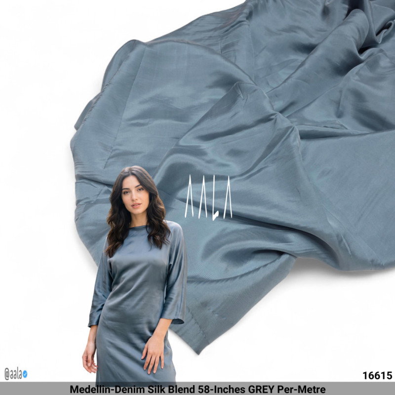 Medellin-Denim Silk Blend 58-Inches GREY Per-Metre