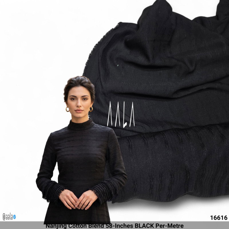 Nanjing Cotton Blend 58-Inches BLACK Per-Metre