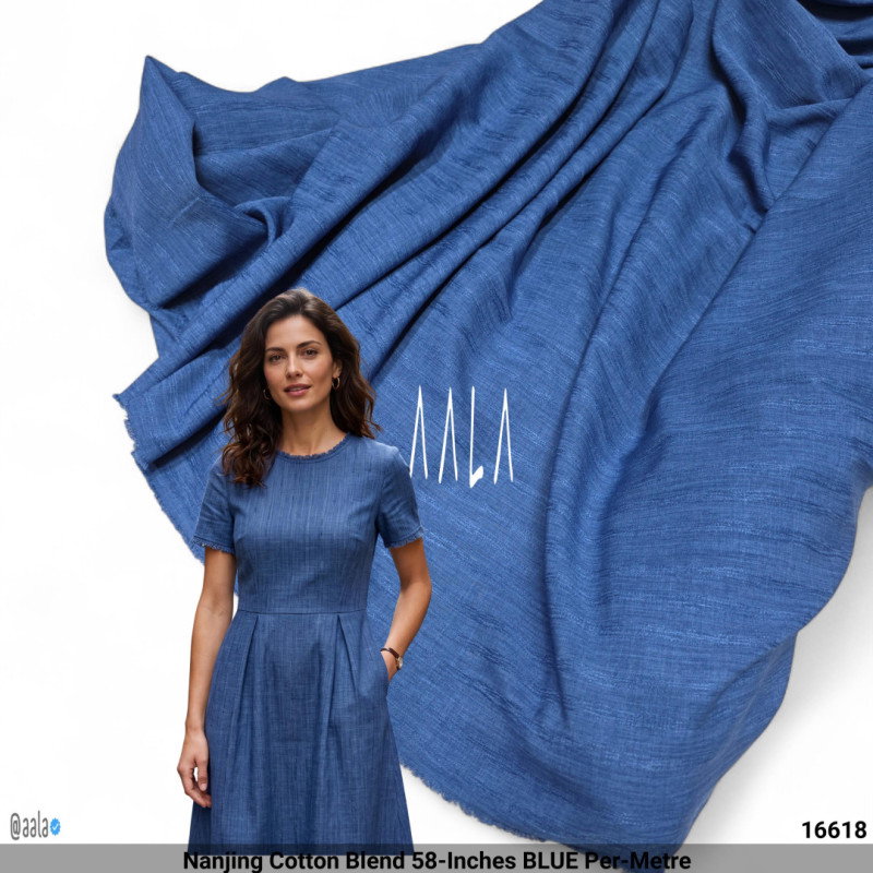 Nanjing Cotton Blend 58-Inches BLUE Per-Metre