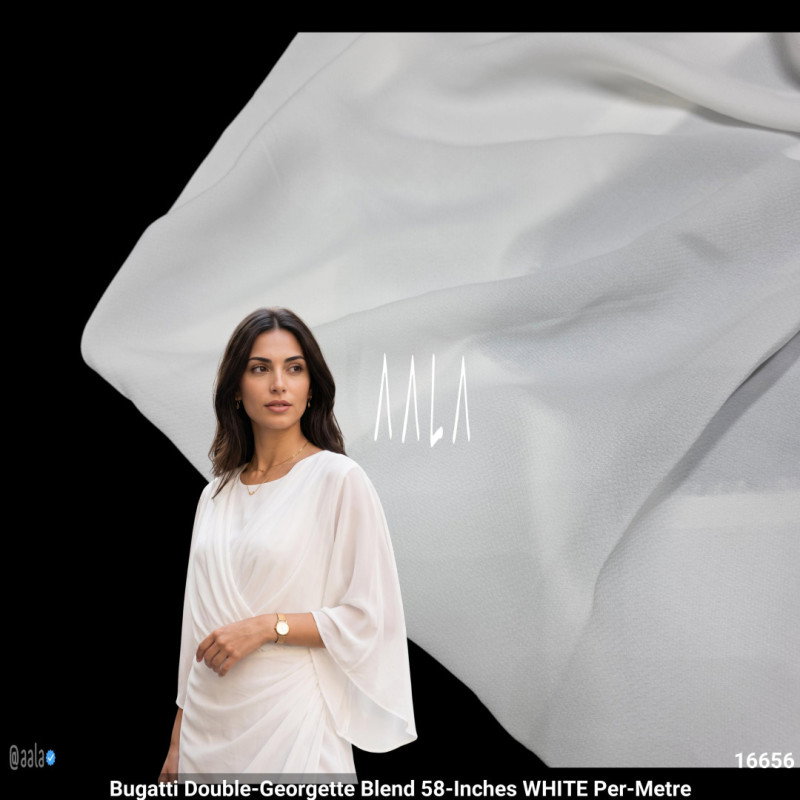 Bugatti Double-Georgette Blend 58-Inches WHITE Per-Metre