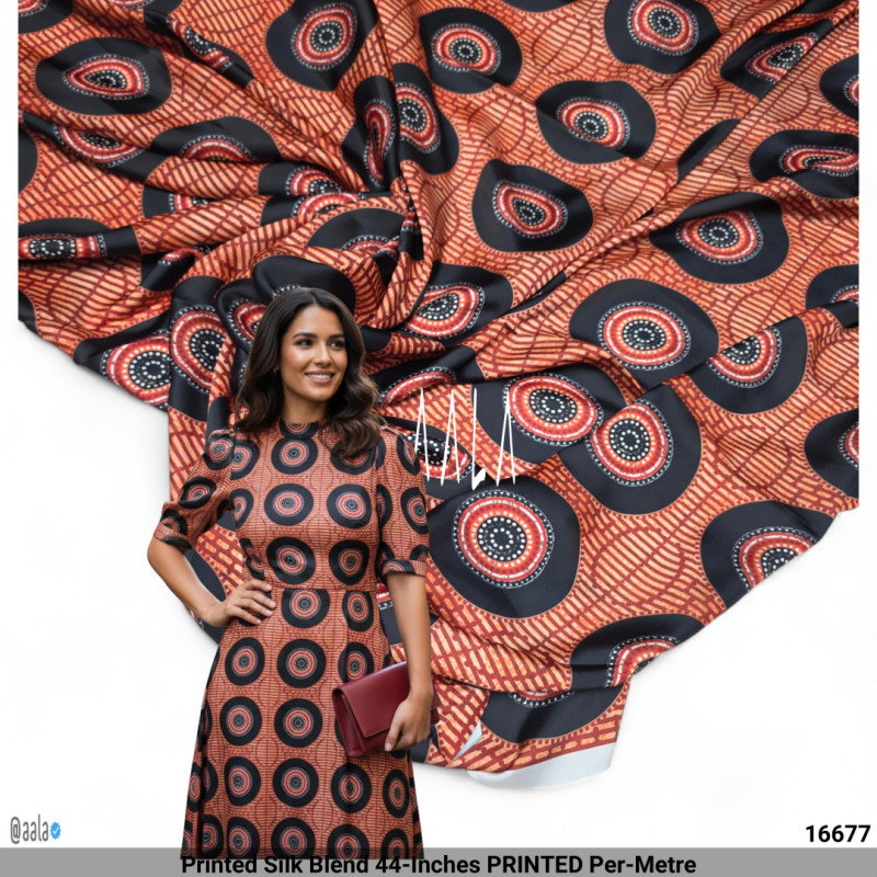 Printed Silk Blend 44-Inches PRINTED Per-Metre
