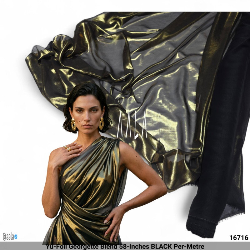Yu-Foil Georgette Blend 58-Inches BLACK Per-Metre