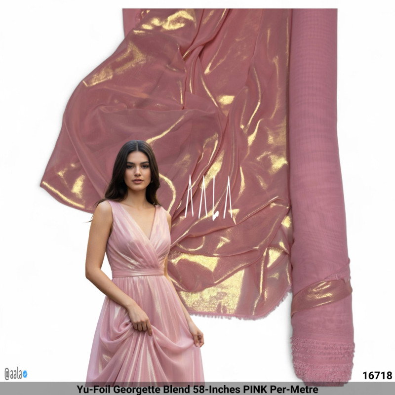 Yu-Foil Georgette Blend 58-Inches PINK Per-Metre