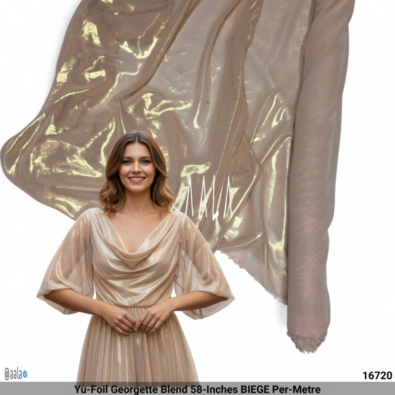 Yu-Foil Georgette Blend 58-Inches BIEGE Per-Metre