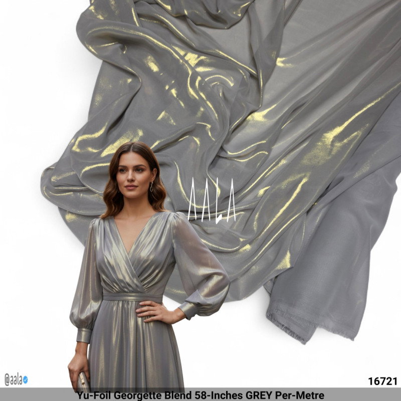 Yu-Foil Georgette Blend 58-Inches GREY Per-Metre
