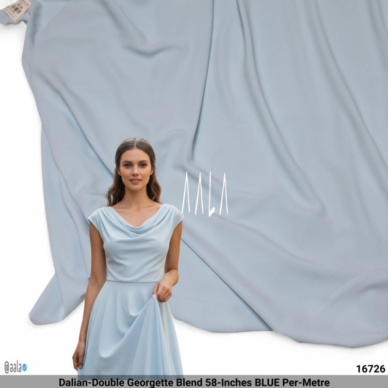 Dalian-Double Georgette Blend 58-Inches BLUE Per-Metre