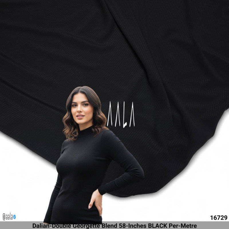 Dalian-Double Georgette Blend 58-Inches BLACK Per-Metre