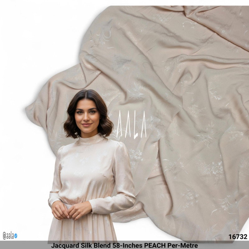 Jacquard Silk Blend 58-Inches PEACH Per-Metre