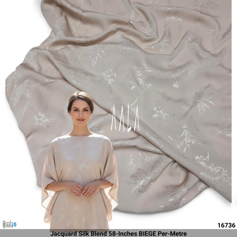 Jacquard Silk Blend 58-Inches BIEGE Per-Metre