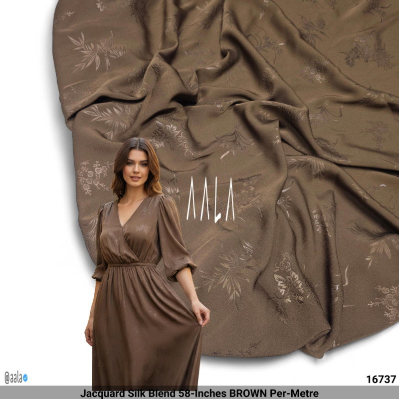 Jacquard Silk Blend 58-Inches BROWN Per-Metre