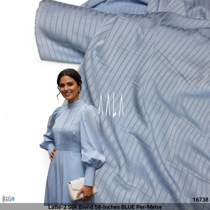Latte-2 Silk Blend 58-Inches BLUE Per-Metre