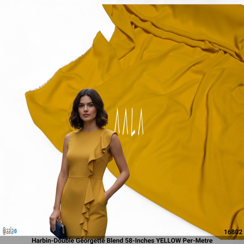 Harbin-Double Georgette Blend 58-Inches YELLOW Per-Metre