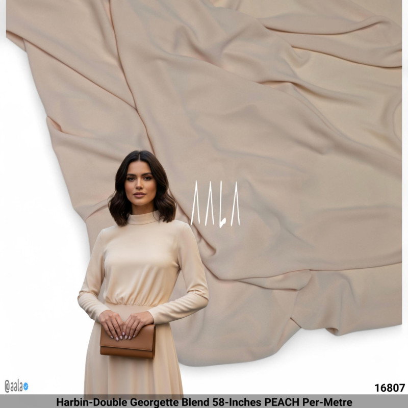 Harbin-Double Georgette Blend 58-Inches PEACH Per-Metre
