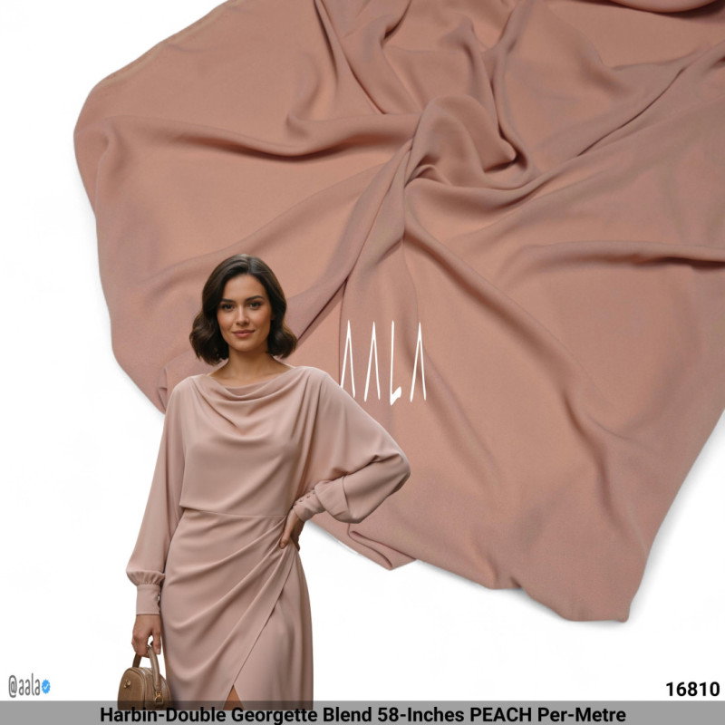 Harbin-Double Georgette Blend 58-Inches PEACH Per-Metre