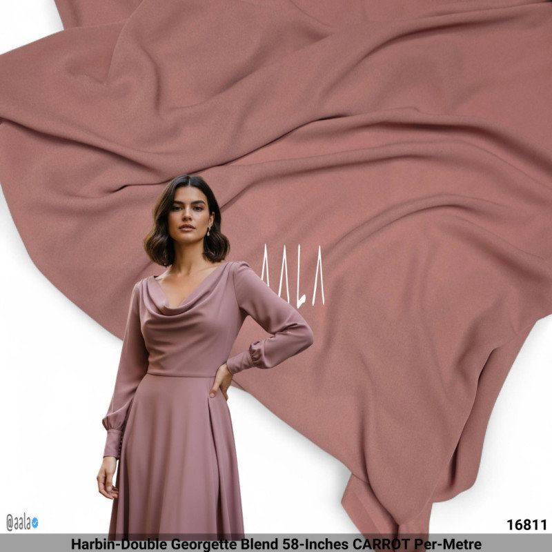 Harbin-Double Georgette Blend 58-Inches CARROT Per-Metre