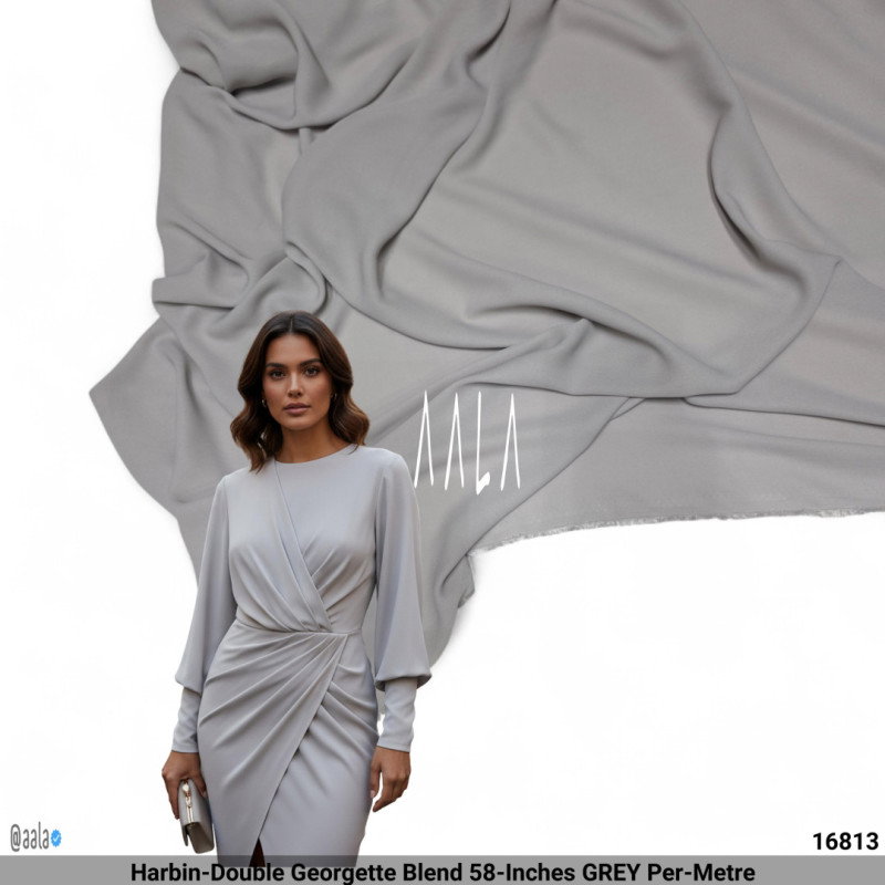Harbin-Double Georgette Blend 58-Inches GREY Per-Metre