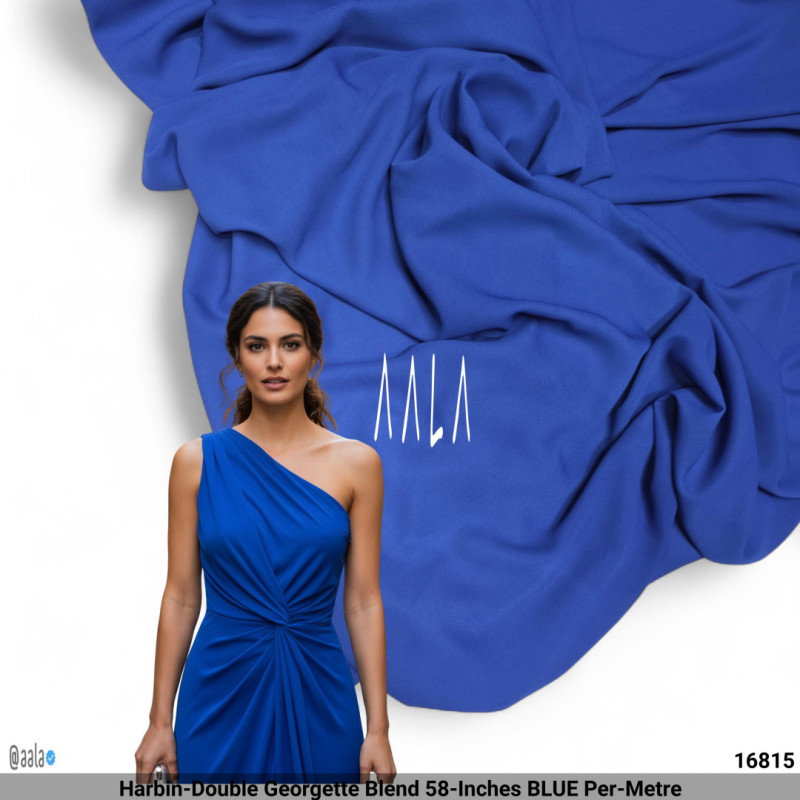 Harbin-Double Georgette Blend 58-Inches BLUE Per-Metre