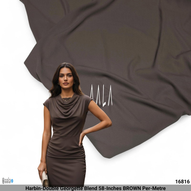 Harbin-Double Georgette Blend 58-Inches BROWN Per-Metre