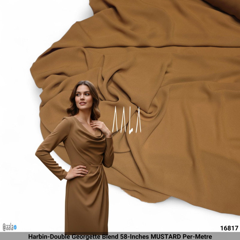 Harbin-Double Georgette Blend 58-Inches MUSTARD Per-Metre