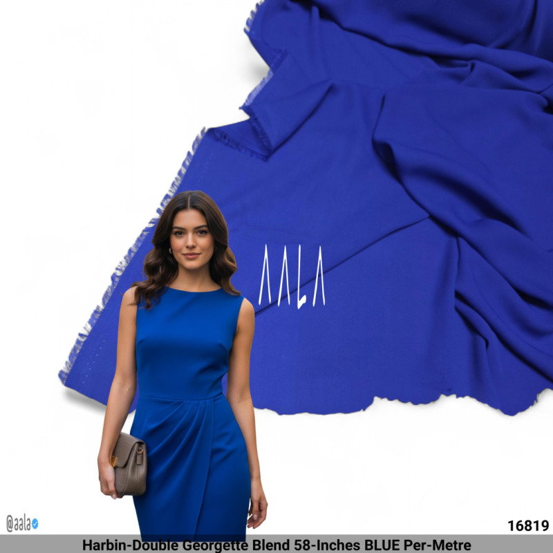 Harbin-Double Georgette Blend 58-Inches BLUE Per-Metre