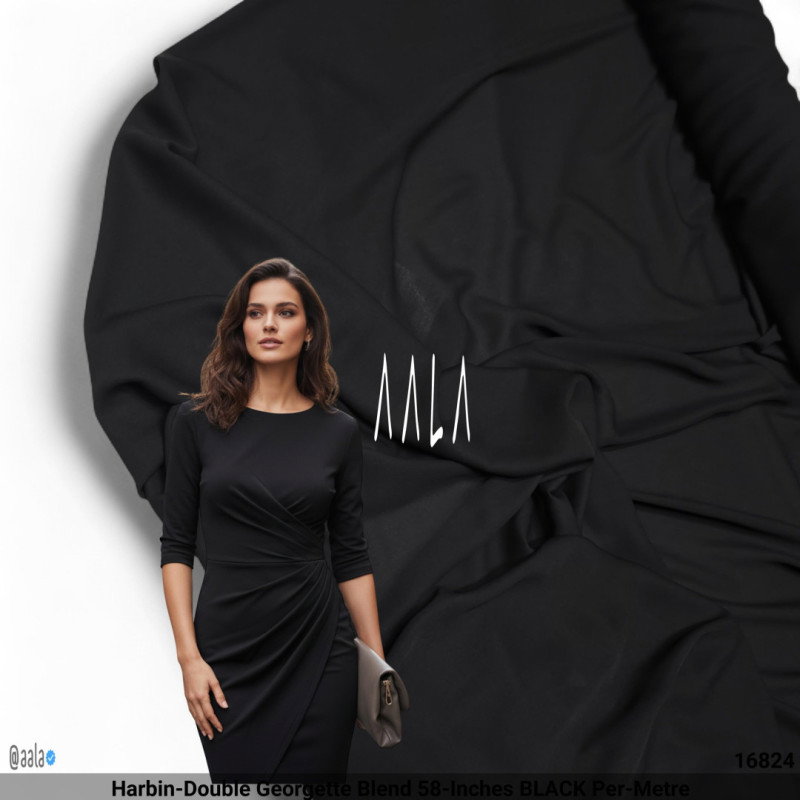 Harbin-Double Georgette Blend 58-Inches BLACK Per-Metre