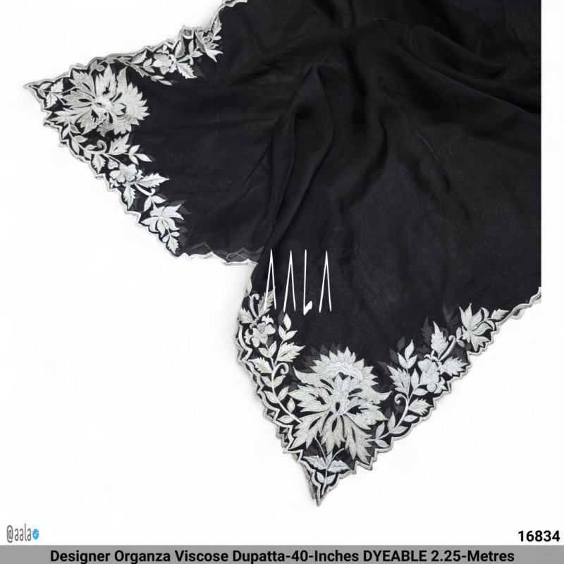 Designer Organza Viscose Dupatta-40-Inches DYEABLE 2.25-Metres