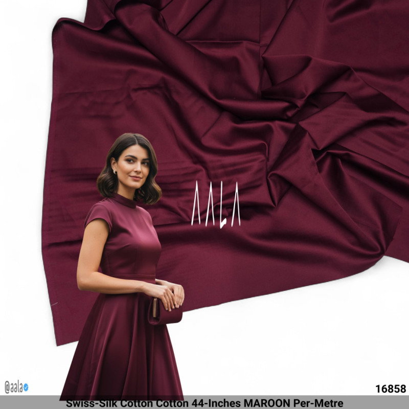 Swiss-Silk Cotton Cotton 44-Inches MAROON Per-Metre