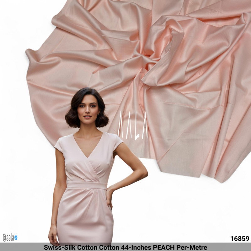 Swiss-Silk Cotton Cotton 44-Inches PEACH Per-Metre
