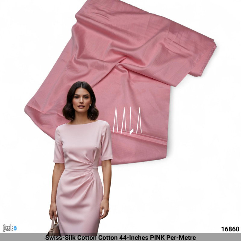 Swiss-Silk Cotton Cotton 44-Inches PINK Per-Metre