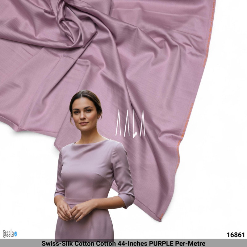 Swiss-Silk Cotton Cotton 44-Inches PURPLE Per-Metre