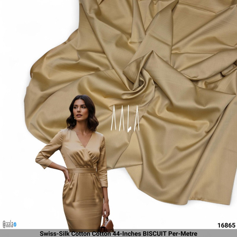 Swiss-Silk Cotton Cotton 44-Inches BISCUIT Per-Metre