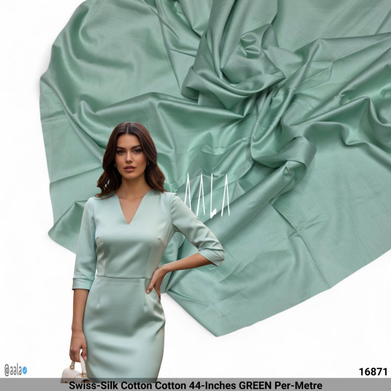 Swiss-Silk Cotton Cotton 44-Inches GREEN Per-Metre