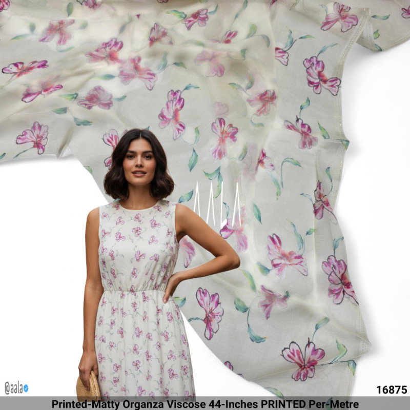 Printed-Matty Organza Viscose 44-Inches PRINTED Per-Metre