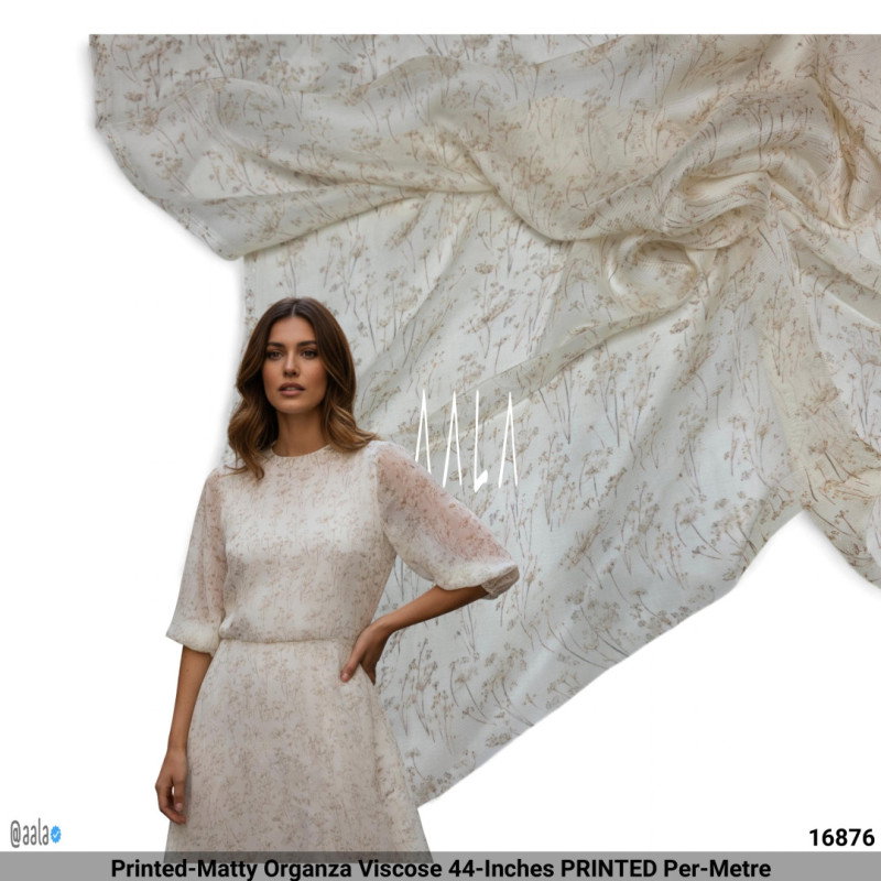 Printed-Matty Organza Viscose 44-Inches PRINTED Per-Metre