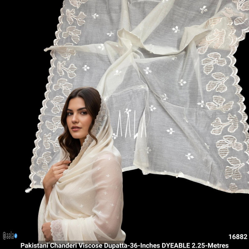 Pakistani Chanderi Viscose Dupatta-36-Inches DYEABLE 2.25-Metres