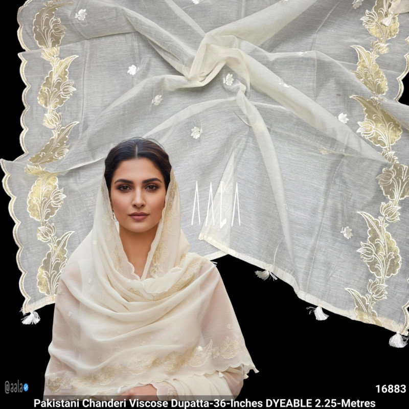 Pakistani Chanderi Viscose Dupatta-36-Inches DYEABLE 2.25-Metres
