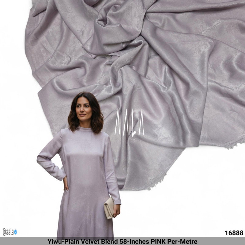 Yiwu-Plain Velvet Blend 58-Inches PINK Per-Metre
