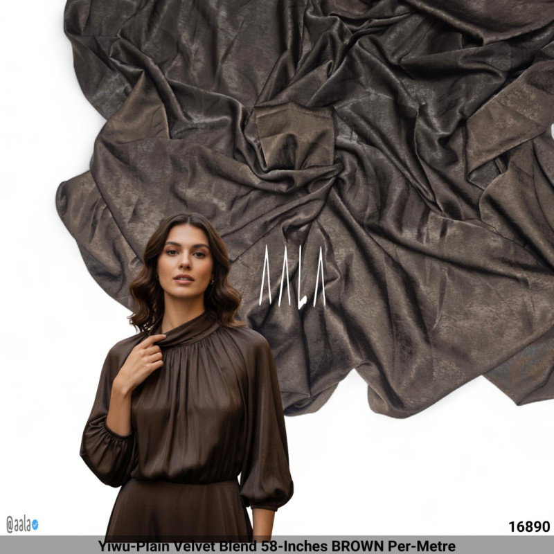 Yiwu-Plain Velvet Blend 58-Inches BROWN Per-Metre