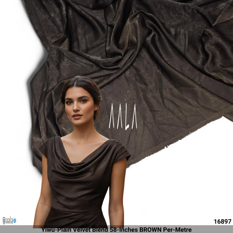 Yiwu-Plain Velvet Blend 58-Inches BROWN Per-Metre