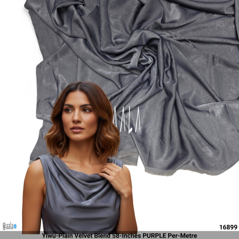 Yiwu-Plain Velvet Blend 58-Inches PURPLE Per-Metre