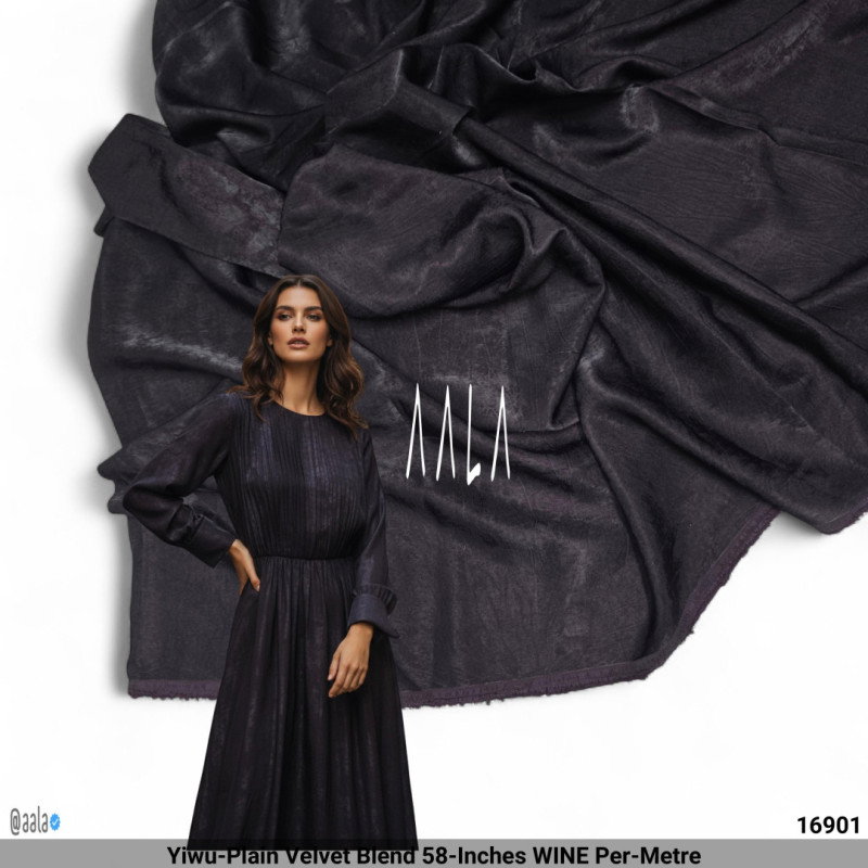 Yiwu-Plain Velvet Blend 58-Inches WINE Per-Metre