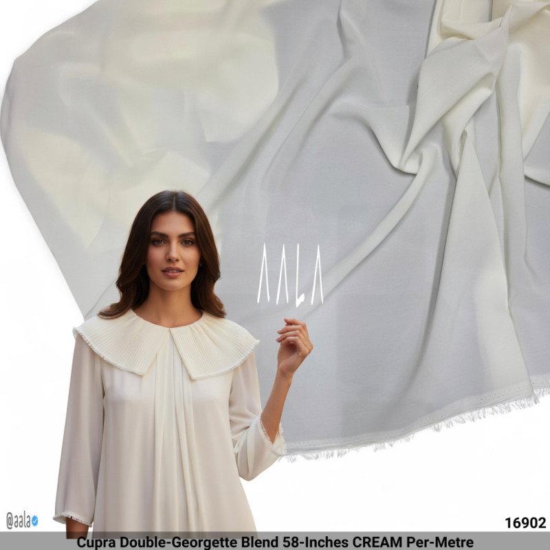 Cupra Double-Georgette Blend 58-Inches CREAM Per-Metre